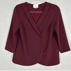 Sezane size 38 US M Alyssa blouse plum 3/4 sleeve shawl v-neck collar lined